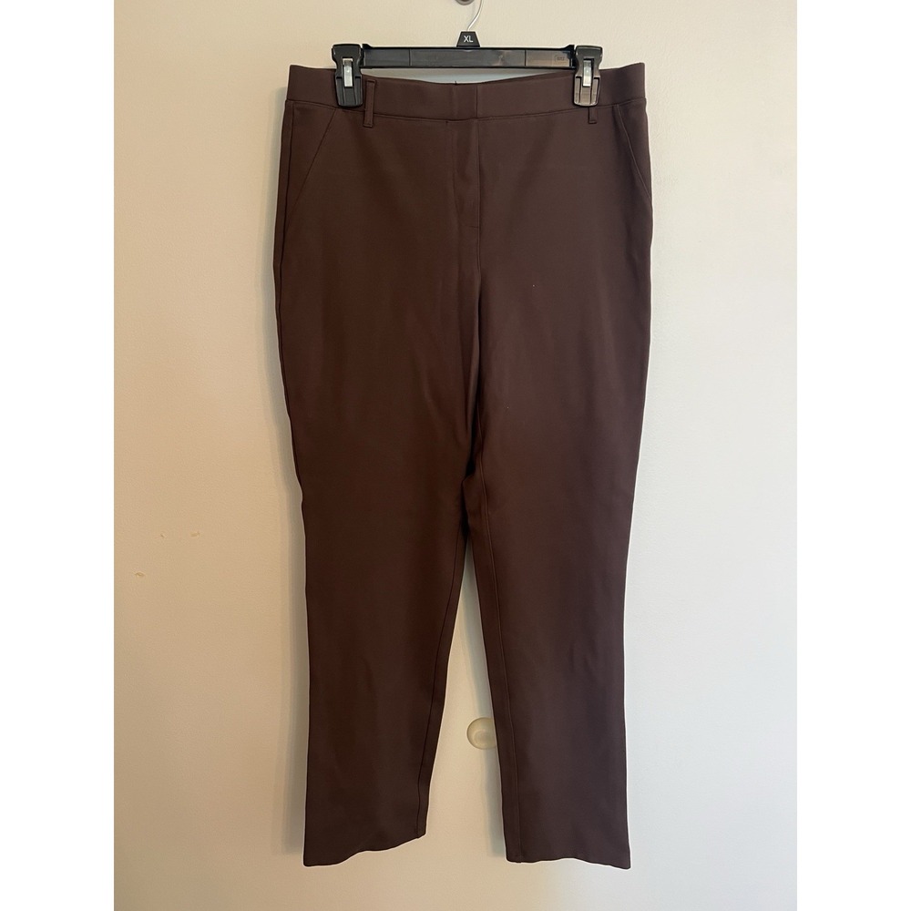 Quince Ultra Stretch Ponte Straight Leg Pants Women's Size Large in Espresso